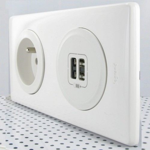 Prise murale avec 3 chargeurs USB multiprise pour maison salle de bain  dortoir c