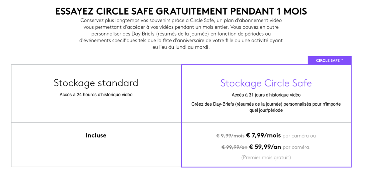 Cam ra Logi Circle arriv e de Circle Safe et de l interface web