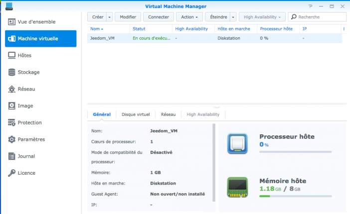 jeedom synology virtual machine 8