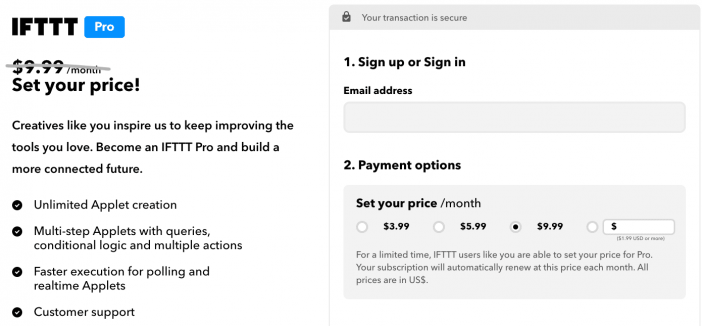 ifttt payant