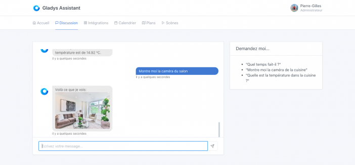 discussion avec gladys assistant