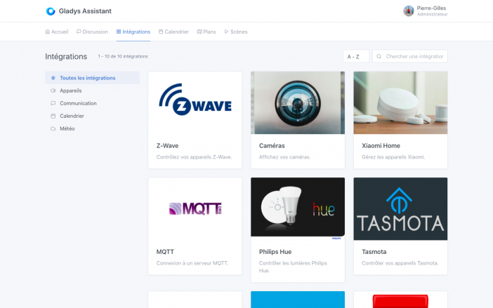 les integrations dans gladys assistant