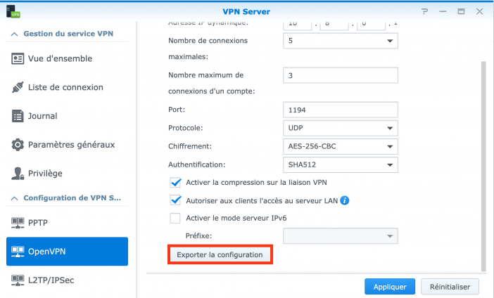 exporter configuration openvpn