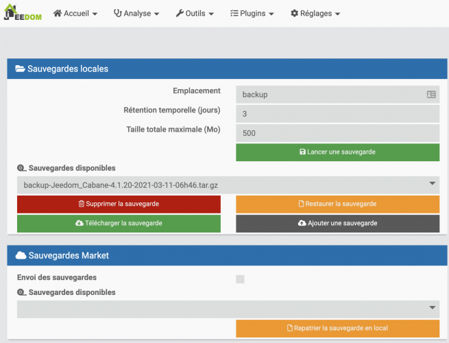 backup jeedom