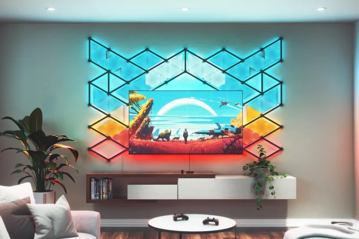 Nanoleaf: スマート スイッチ、ambilight システム、Matter サポートが #CES2023 で発表されました! 6 nanoleaf 4d shapes lines black skins living room 4000x4000 1