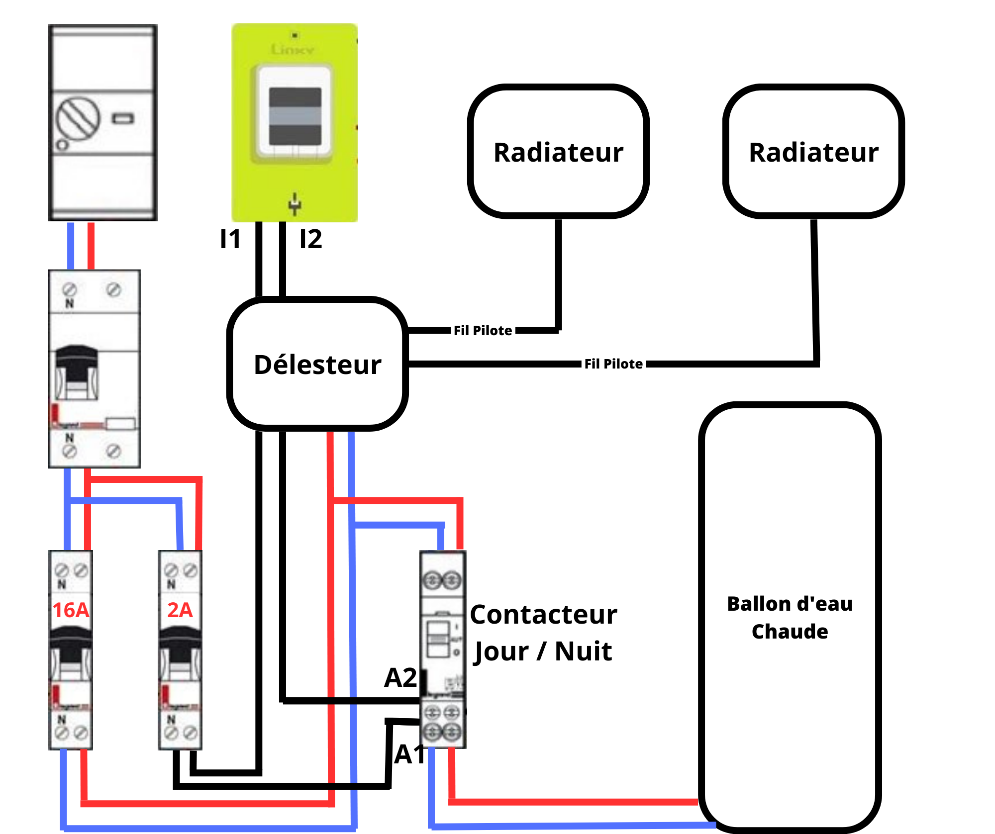 Schéma électrique branchement horloge programmable pour un chauffe eau  triphasé. Forum électricité