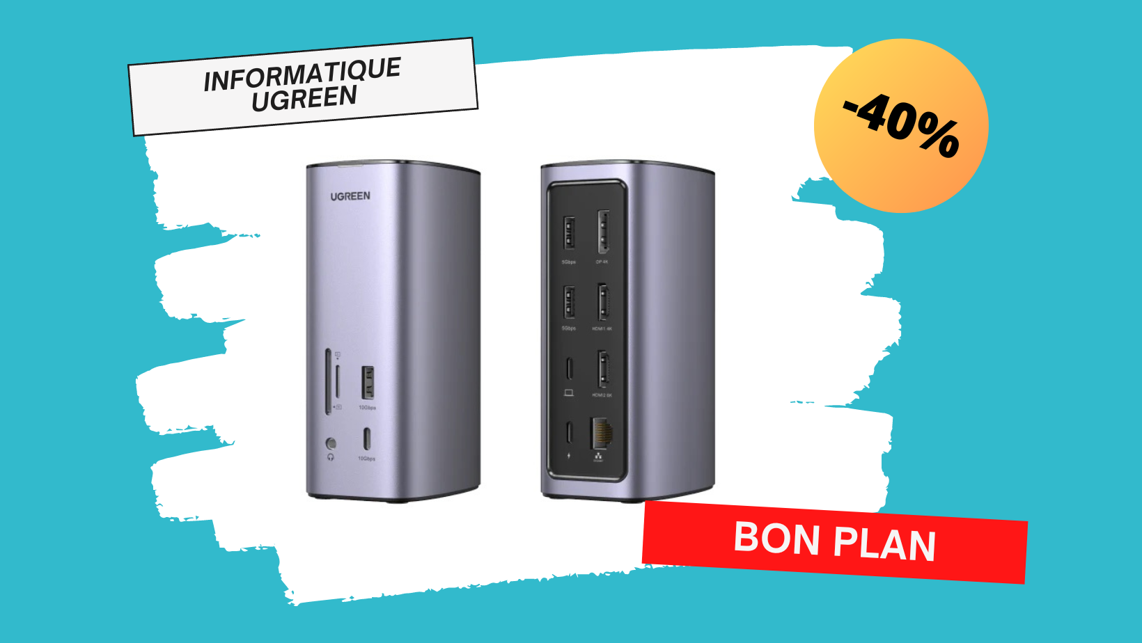 Ugreen en promotion: station 12 en 1, chargeur 65w 3 ports Usb-C, mini  chargeur rapide, etc. - Maison et Domotique