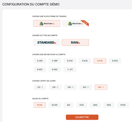 compte demo vantage