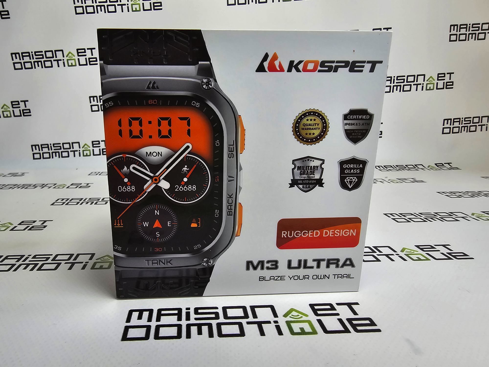 KOSPET Montre Connectée Homme Femme, 50M Étanche Militaire Appel