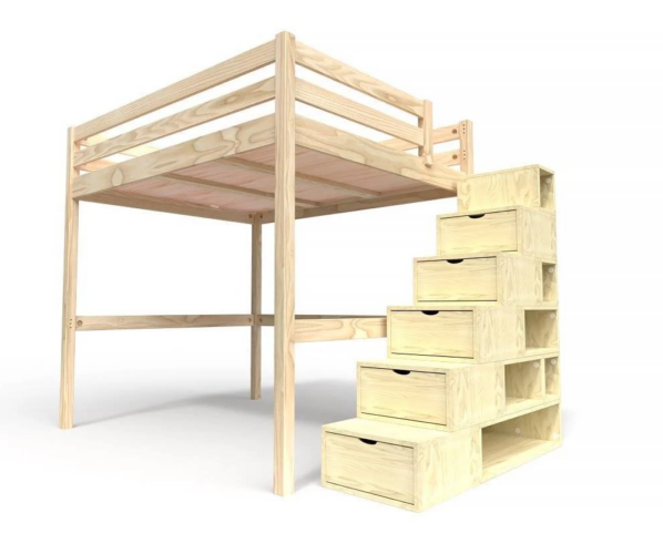 Les avantages d'un lit mezzanine 2 places pour les petits espaces 2 lit mezzanine sylvia escalier cube
