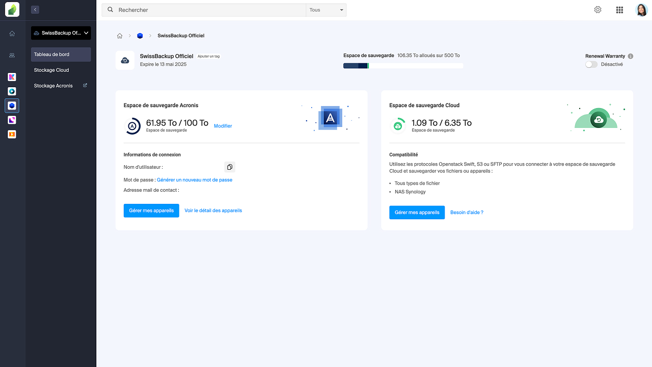 Swiss Backup : la solution souveraine d'Infomaniak pour sauvegarder, restaurer et dormir tranquille 2 dashboard manager overview