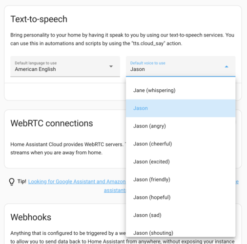 Home Assistant 2025.5 : النسخ الاحتياطية حسب الطلب، أصوات مخصصة و Z-Wave من الجيل الجديد 4 new voice variants for home assistant cloud