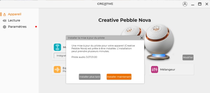 Test des Creative Pebble Nova : design cosmique et basses musclées pour votre setup 15 app pebble nova 04
