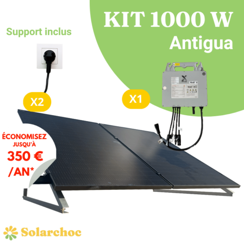 Le kit solaire, la clé pour faire rimer autonomie et économies à la maison ! 1 kit solaire 1000w plugplay autoconsommation 2 panneaux solaires jolywood 500w1 micro onduleur solax 1000w wifi integre antigua