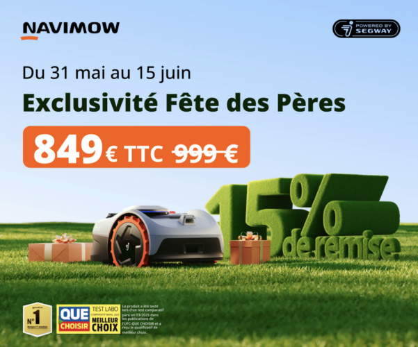 Fête des pères : la tondeuse robot Navimow i105E à 849€ seulement ! 1 promo navimow fete des peres