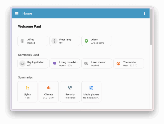 home dashboard prediction entities
