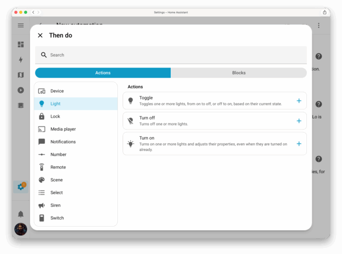 add automation dialog