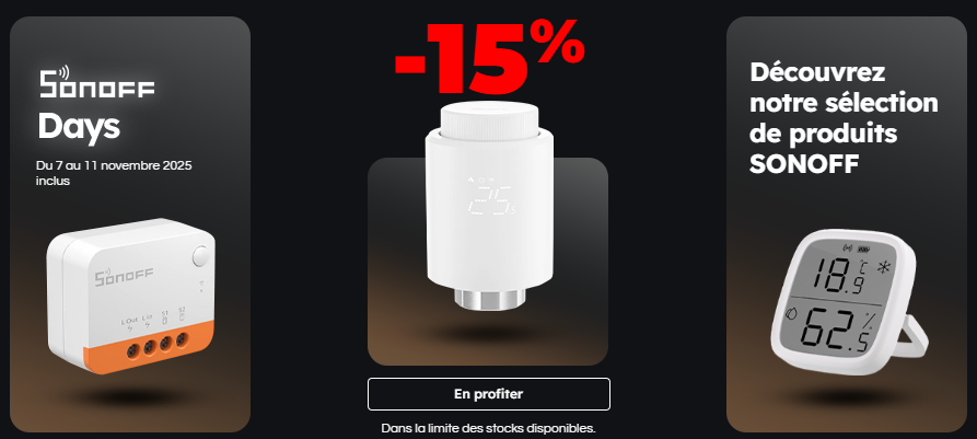Sonoff Days : –15 % sur les modules Zigbee chez Domadoo 12 promo sonoff