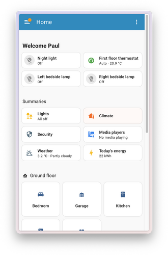 Home Assistant 2026.1 : 재설계된 모바일 탐색, 프로토콜 메뉴, 그리고 품질이 향상된 통합 1 home dashboard mobile