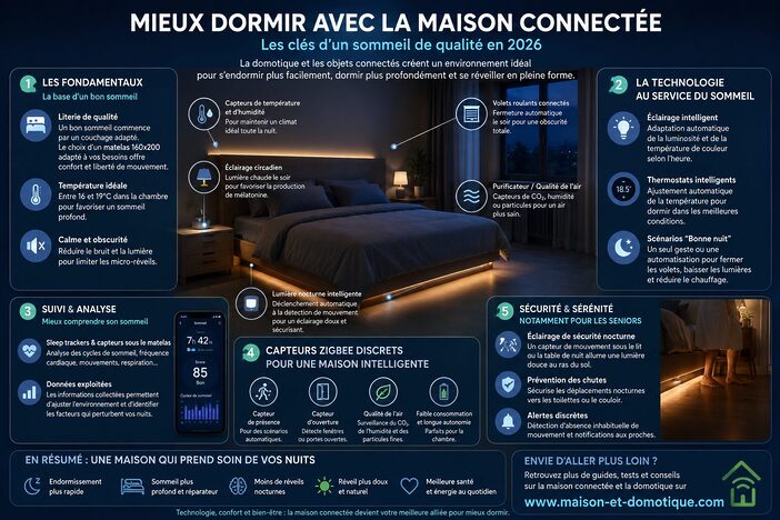 infographie mieux dormir grace a la maison connectee