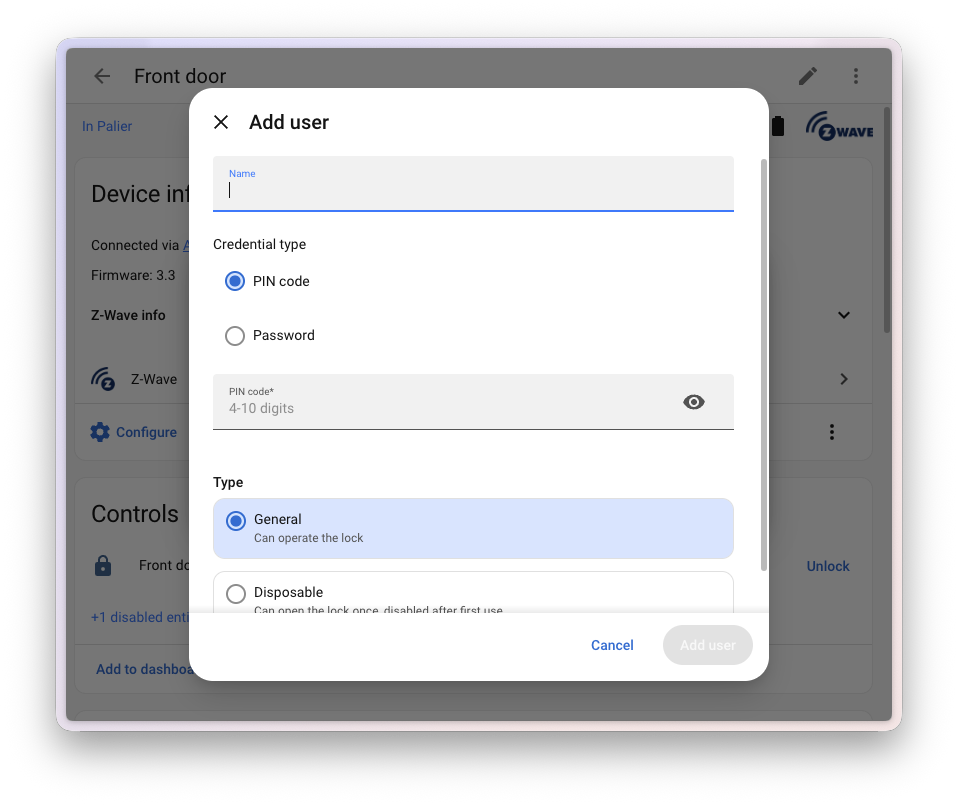 zwave credentials add user