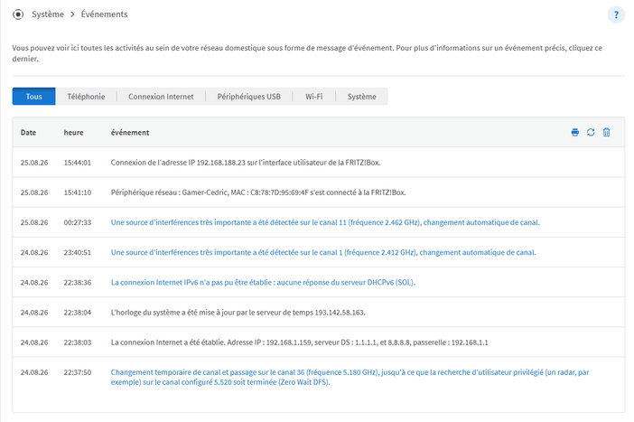 Test FRITZ!Box 7690 : Wi-Fi 7, 2,5 GbE et domotique dans un seul boîtier 29 logs fritz