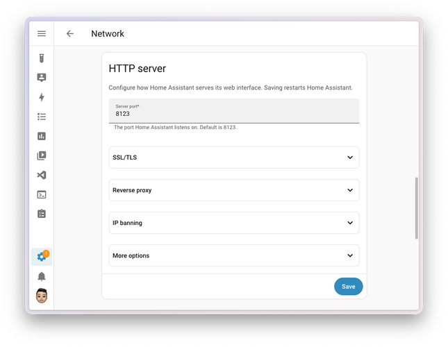 Home Assistant 2026.8 : 8123 포트가 새로운 설치에서 작별을 고하다 1 web server settings
