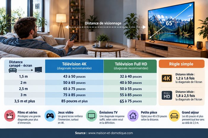 TV 4K : quelle taille d’écran choisir selon la distance de votre canapé ? 1 infographie choix taille ecran 4k