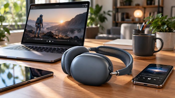 Bien choisir son casque Apple : confort, ANC, audio spatial et usages au quotidien 2 bureau chaleureux et technologie apple