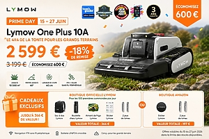 Prime Day Lymow : le robot tondeuse One Plus 10A chute à 2 599 € avec jusqu&rsquo;à 370 € de cadeaux offerts