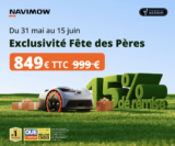 Fête des pères : la tondeuse robot Navimow i105E à 849€ seulement !