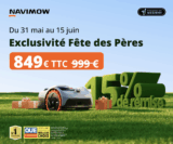 Fête des pères : la tondeuse robot Navimow i105E à 849€ seulement !