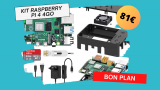 81€ le kit Raspberry Pi 4 4Go + boitier + SD 32Go + ventilateur + alimentation !